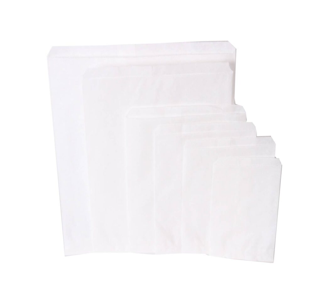 1000 stykker Papierposer Hvid et valg af flere størrelser (4)