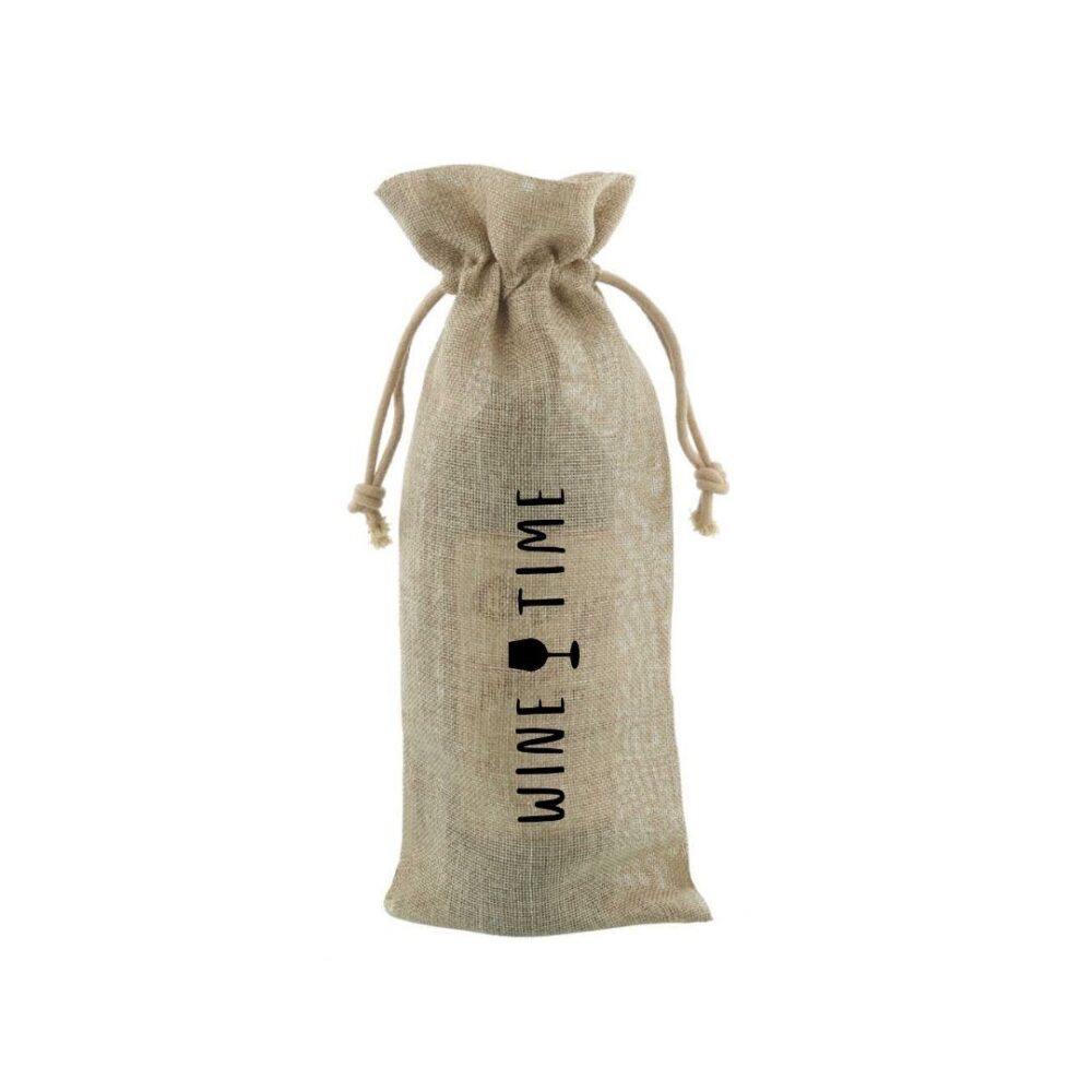 Trykte Biologisk Nedbrydelige Jute-Flaskeposer 15x38cm